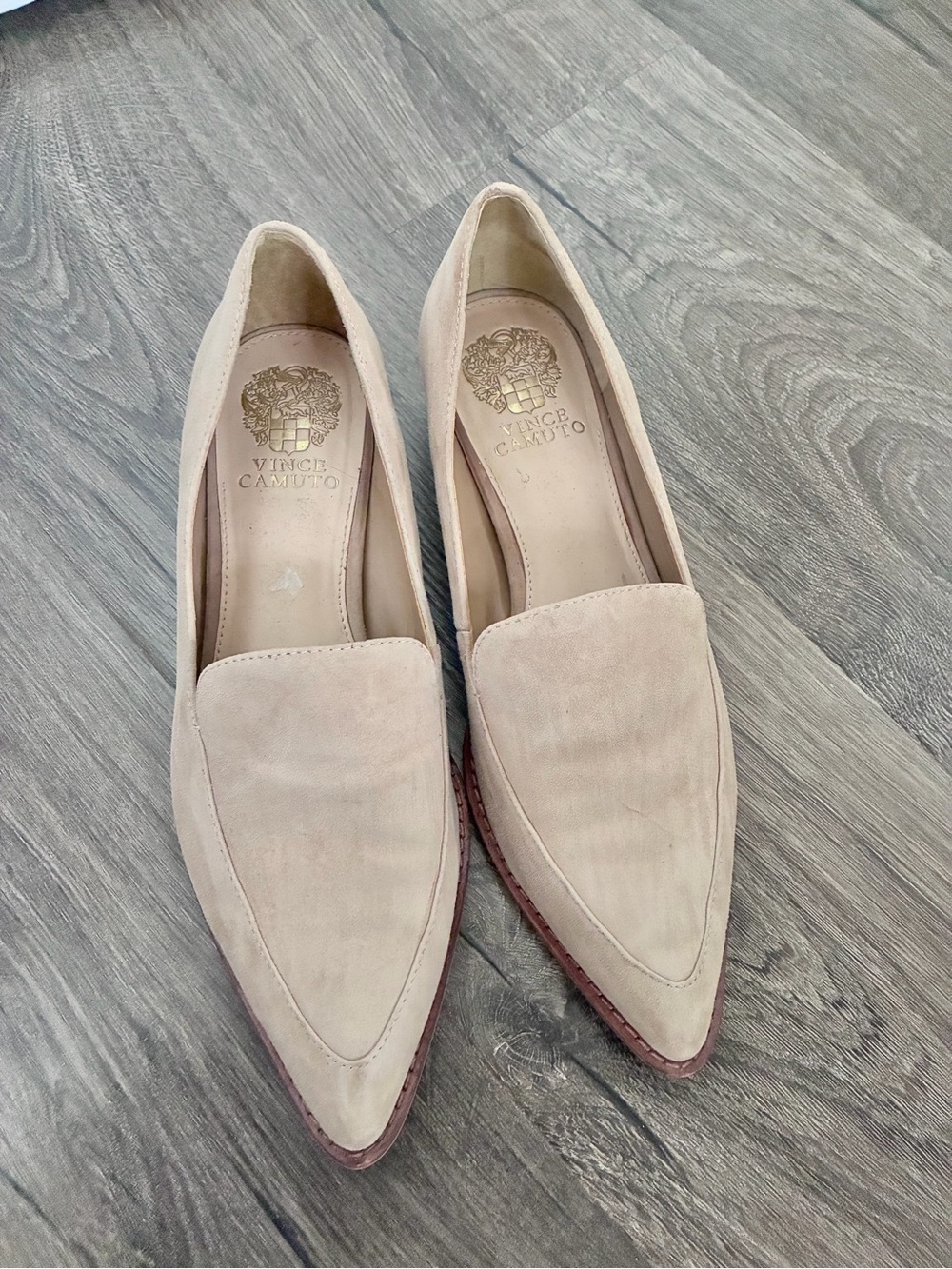 Vince Camuto Blush Suede Pointed-Toe Loafers